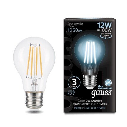 Лампа Filament А60 12W 1250lm 4100К Е27 LED