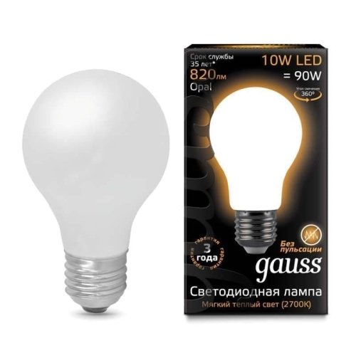 Лампа Filament А60 10W 820lm 2700К Е27 milky LED