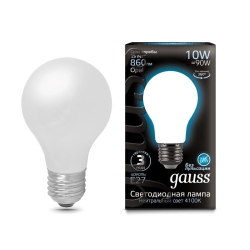 Лампа Filament А60 10W 860lm 4100К Е27 milky LED