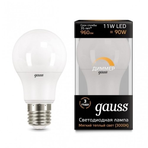 Лампа A60 11W 960lm 3000К E27 диммируемая LED