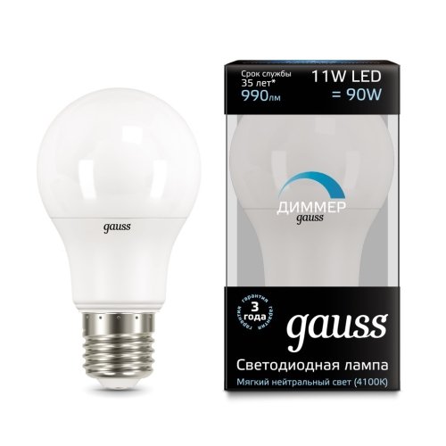 Лампа A60 11W 990lm 4100К E27 диммируемая LED