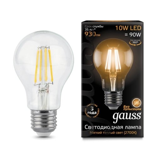 Лампа Filament А60 10W 930lm 2700К Е27 LED