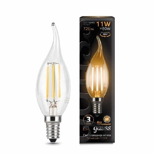 Лампа Filament Свеча на ветру 11W 810lm 2700К Е14 LED 1/10/50