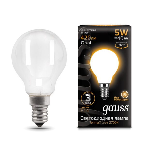 Лампа LED Filament Шар OPAL E14 5W 420lm 2700K