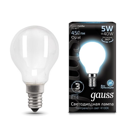 Лампа LED Filament Шар OPAL E14 5W 450lm 4100K