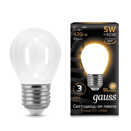 Лампа LED Filament Шар OPAL E27 5W 420lm 2700K