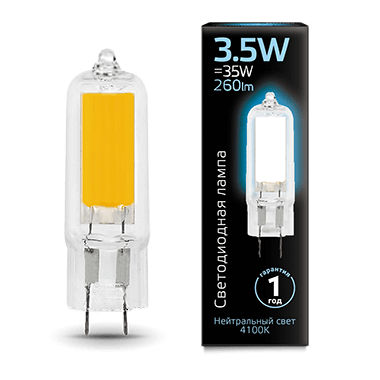 Лампа G4 AC220-240V 3.5W 260lm 4100K стекло LED