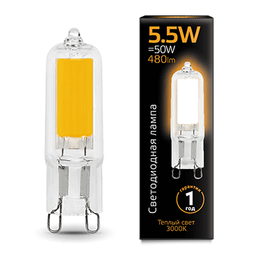Лампа G9 AC220-240V 5.5W 480lm 3000K стекло LED