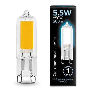 Лампа G9 AC220-240V 5.5W 500lm 4100K стекло LED