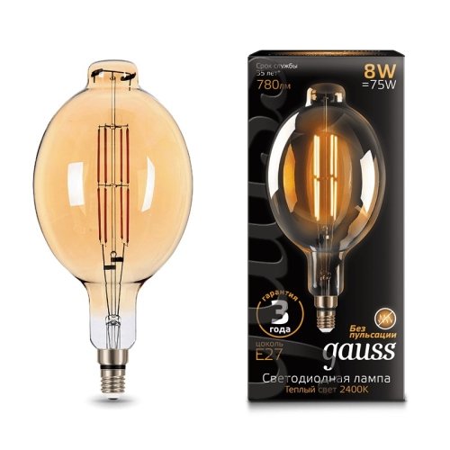 Лампа Filament BT180 8W 780lm 2400К Е27 golden straight LED