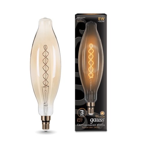 Лампа Filament BT120 8W 620lm 2400К Е27 golden flexible LED