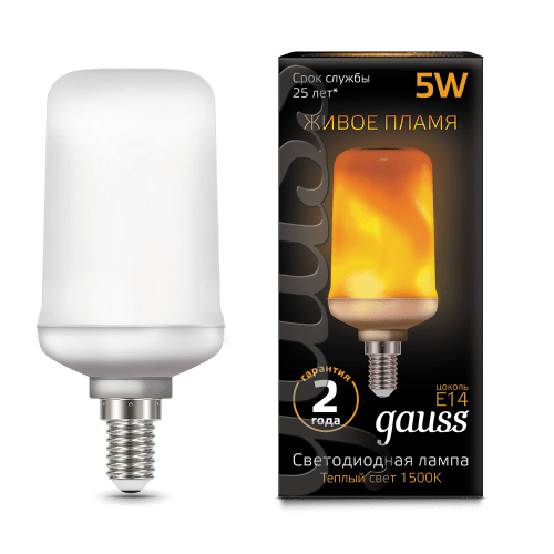 Лампа T65 5W 20-80lm 1500K E14 Flame LED