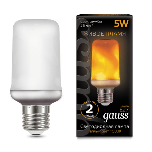 Лампа T65 5W 20-80lm 1500K E27 Flame LED