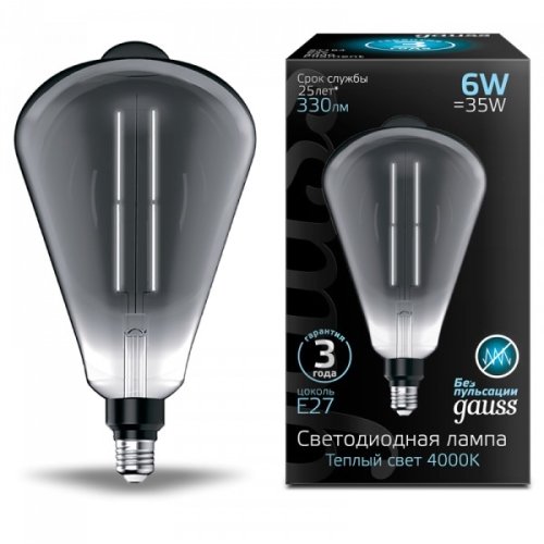 Лампа Filament ST164 6W 330lm 4000К Е27 gray straight LED