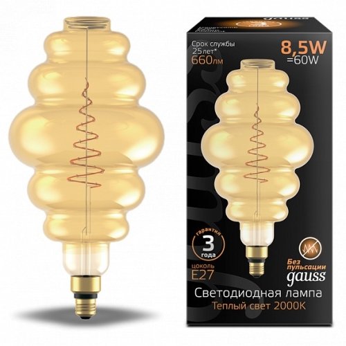 Лампа Filament Honeycomb 8.5W 660lm 2000К Е27 golden LED