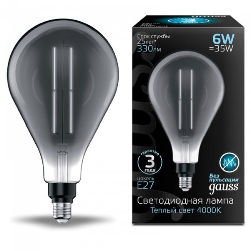 Лампа Filament PS160 6W 330lm 4000К Е27 gray straight LED
