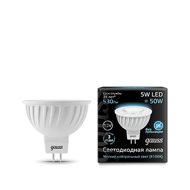 Лампа MR16 12V 5W 530lm 4100K GU5.3 LED