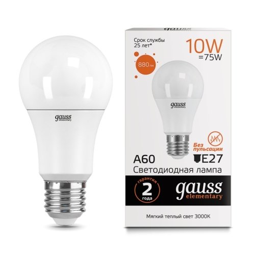 Лампа Elementary A60 10W 880lm 3000K Е27 LED