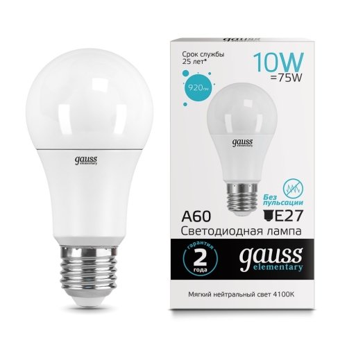 Лампа  Elementary A60 10W 920lm 4100K Е27 LED