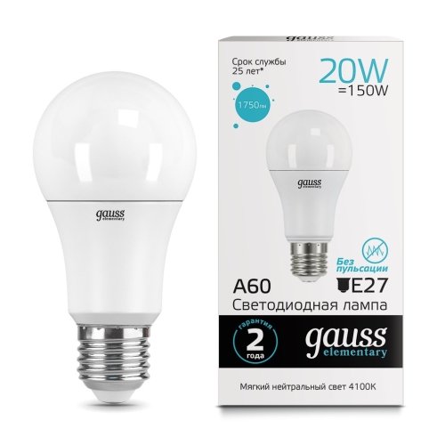 Лампа Elementary A60 20W 1600lm 4100K E27 LED