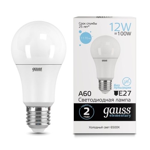 Лампа Elementary A60 12W 1170lm 6500K E27 LED