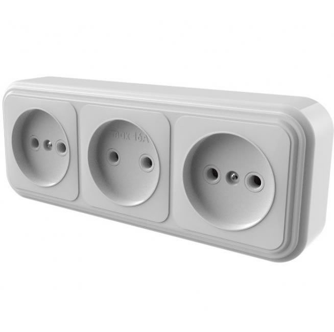 Розетка RA 16-363-Б трехместная открытой установки