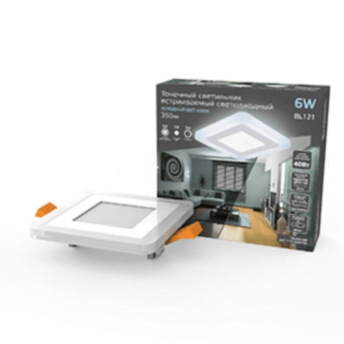 Светильник Backlight кв 3+3W 350lm 4000K 180-265V IP20 монт Ø85 105*105*31мм 3 реж  LED