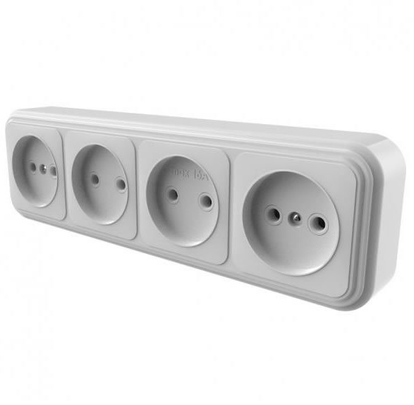 Розетка RA 16-464-Б четырехместная открытой установки
