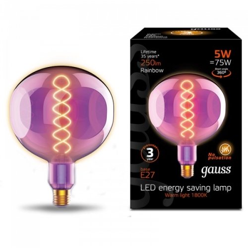 Лампа Filament G150 5W 250lm 1800К Е27 rainbow LED